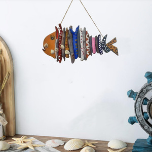 Décoration murale rustique artisanale <span class=keywords><strong>de</strong></span> style côtier, poisson en bois flotté, décor nautique, nature morte, Pâques, pour espace commercial, <span class=keywords><strong>salle</strong></span> <span class=keywords><strong>de</strong></span> <span class=keywords><strong>bain</strong></span>, décorations océaniques - Product Image 4