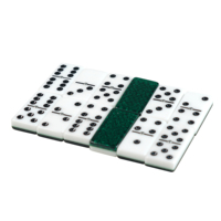 Dominos en acrylique bicolores vert et blanc avec paillettes, jeux de société classiques, dominos assortis double 6, coffret cadeau de 28 tuiles