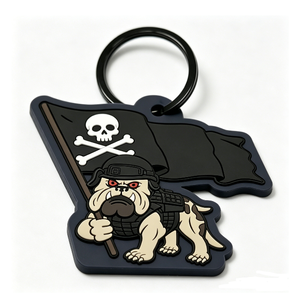 Cartoon Bulldog Pirate Flag <b>Keychain</b> Plastic Irregular Shape Digital Printing Art Collectible Hard Wearing - Product Image 4