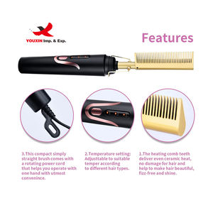 Plancha de Pelo Portátil FENGFLY de Bajo Precio para Viajes, Cepillo Alisador de Barba Anti-Escaldaduras, Plancha de Pelo de Alta Calidad - Product Image 3