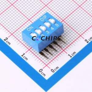 DT-05LT DIP Switch Through hole Component (THT),P=2.54mm Switch Flat Toggle, Raised Type Single Pole Single Throw 5 2.54mm - Product Image 1