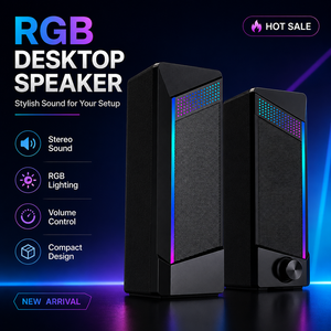 Support CKD SKD Portable RGB <span class=keywords><strong>Ordinateur</strong></span> Contrôle du volume Haut-parleurs stéréo <span class=keywords><strong>de</strong></span> jeu Bass USB Powered Desktop Gaming Speaker Soundbar - Product Image 1