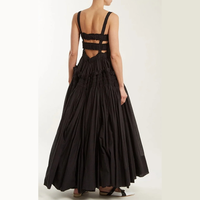 Robe longue de soirée élégante pour femme, style rétro, dos ouvert, bretelles plissées, nouvelle mode estivale, coton de haute qualité, grande taille