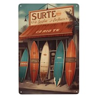 Plaques décoratives en métal, style Art Déco, sur le thème de la plage et du surf, à suspendre, couleurs personnalisables, pour Man Cave, Maison, Café