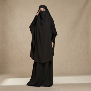 Longue Burqa à nouer à l'arrière, Burka 2 pièces, Abaya Hijab Niqab Islamique - Product Image 3