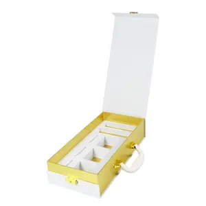 スーツケース型の環境にやさしいホワイトゴールドホイルギフトギビグボックススキンケア中小企業の化粧品保護のための血清包装ボックス