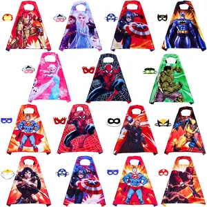 CM239 Kids Cartoon Anime Costume Cape Mask Set 3D Print Superhero Cape Cloak for Children Halloween Party Cosplay Capes