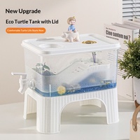 Bassin pour tortues en plastique, boîte pour reptiles, grande et petite taille, avec plateforme de basking et valve de drainage, habitat pour animaux de compagnie, boîte d'aquarium