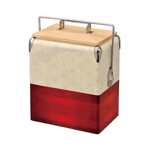 Biểu Tượng Tùy Chỉnh Retro Kim Loại + Nhựa Ice Mát Hộp 7L 13L Trắng Đỏ Màu Xanh Màu Xanh Lá Cây Mát Hộp Với Opener - Product Image 3