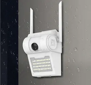 Kamera Keamanan Rumah Luar Ruangan, Lampu Sorot dengan Sirene Alarm Dua Arah Tahan Cuaca IP66 1080P HD WiFi Penglihatan Malam