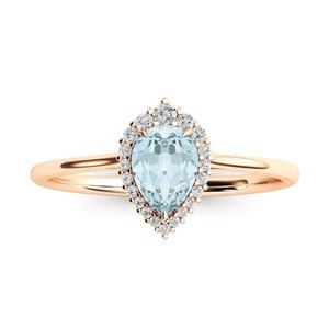 Anillo de Plata de Ley 925 con Halo de Aguamarina Natural para Mujer - Product Image 2