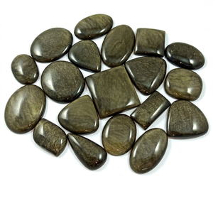 Natural Golden Sheen Obsidian Cabochon Flashy Loose Gemstone for Wire Wrapping Jewelry Making - Product Image 1