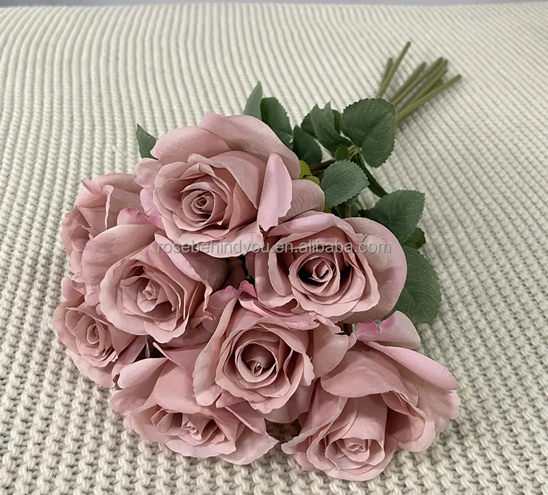 Dekorasi pernikahan bunga musim gugur merah muda ungu buket mawar buatan buket bunga