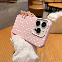 Nouvelle coque de téléphone portable en TPU à pois blancs, étui en cuir tendance, coque arrière pour iPhone 16 15 17 Air 18 Pro Max