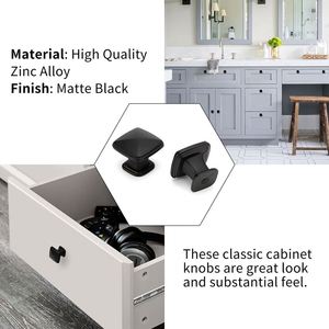 Poignées de meuble noires WEKIS, 4 pouces, pour tiroirs et armoires, quincaillerie de commode noire, minimalistes, carrées, à trou unique, en fer - Product Image 5