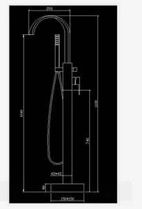 Grifo de Bañera y Ducha Moderno de Latón Color Oro Rosa <span class=keywords><strong>con</strong></span> Diseño de Cascada, Soporte de Pie, Base Cuadrada, Monomando - Product Image 4