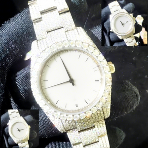 Luxury Iced VVS Moissanite Stainless Steel Analog Glass Dial Automatic <b>Mechanical</b> Movement 10 Bar Water Resistant Bracelet <b>Watch</b> - Product Image 1