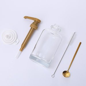Mini bouteille en verre transparente ronde de 500 ml avec bouchon à vis pour désinfectant pour les mains et sirop de café – Emballage vide - Product Image 3
