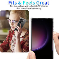 Étui de téléphone portable magnétique transparent en TPU acrylique antichoc à quatre coins pour Samsung Galaxy S24 Ultra S23 S25 S26 Plus