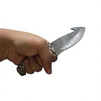 Couteau à lame fixe Drop Point en acier Damas, manche en bois, dureté 58-60, garantie 3 ans, pour le camping, la chasse, la survie, le bricolage