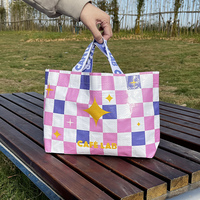 Sac fourre-tout en bâche PP tissé laminé grande capacité, réutilisable, pour emballage publicitaire et expédition, vente en gros, 100 pièces