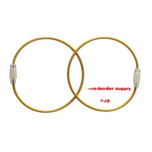 EWANG Golden 150MM Stainless <b>Steel</b> <b>Cable</b> Screw Lock Wire Rope Key Ring - Product Image 1