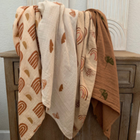 Couverture personnalisée en gros pour nouveau-né, super douce, imprimé papillons, ensemble de langes en mousseline biologique pour bébé