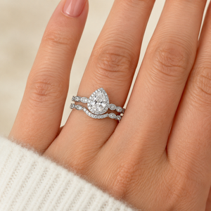 Set di Anelli con Zirconi Micro Pavé a Goccia per Donne, Gioielli Eleganti per Abiti da Sera - Product Image 5