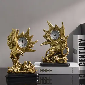 luxury decor home decor pieces decorative deer eagle lion tiger statue set with desk table clock