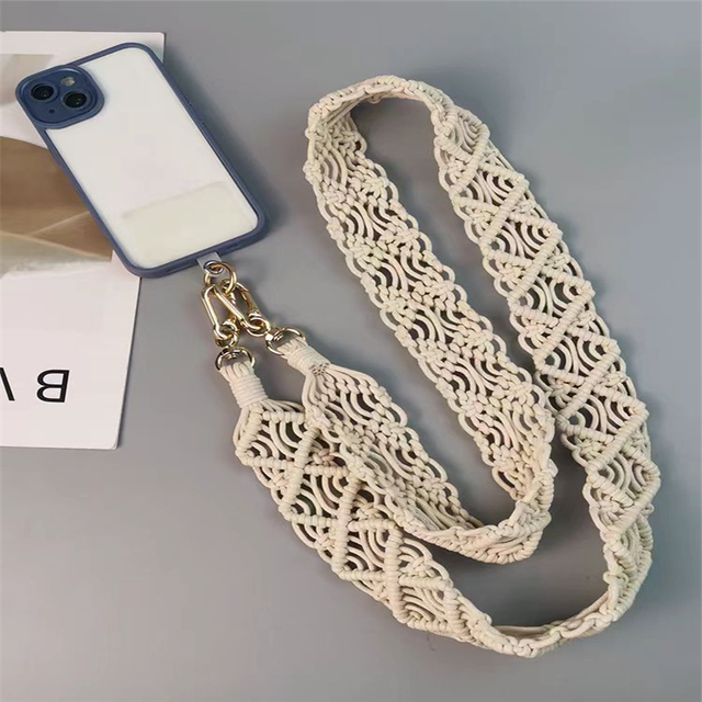 Fashionable and Versatile Macrame Hanging Rope Long Crossbody Leashes Retro Hanging Chain Macrame Camera Straps