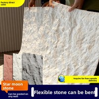 Panneau mural extérieur en pierre souple Star Moonstone pour villa, dalle de pierre fendue à l'axe, revêtement en pierre souple ultra-mince en porcelaine flexible