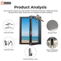 Ventanas Abatibles de Aluminio con Doble Vidrio y Aislamiento Térmico NFRC OUNA, Ventanas de Apertura Abatible y Giratoria para Casa o Villa, Eficiencia Energética