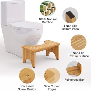 Reposapiés de bambú para inodoro 39.9 x 30 x 43.2cm con soporte antideslizante para uso doméstico - Product Image 4