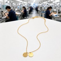 Vente en gros de bijoux : Collier pendentif double pièce irrégulière plaqué or 18 carats en acier inoxydable
