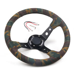 14-Inch 350mm Camouflage Suede Finish Steering Wheel with <b>Horn</b> Button for Racing Off-Road Gaming <b>Car</b> Modifica - Product Image 3