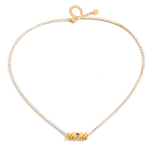 Collar con Letra MOM, Chapado en Oro de 18K, Cadena con Circonitas, Joyería para Regalo - Product Image 5