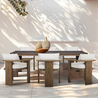 Meubles de restaurant en bois d'extérieur JEILI, ensemble table et chaises rectangulaires en teck luxueux, hôtel, jardin, terrasse