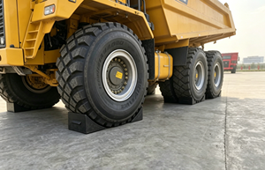 Cale de roue en caoutchouc noir robuste antidérapante texturée pour gravier et terrains accidentés, pour grand camion benne minier articulé - Product Image 4