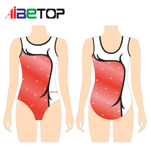 Body da Ginnastica Ritmica per Bambine, Design OEM Gratuito, Costume da Competizione Aerobica Rosso, Bianco, Nero, Viola - Product Image 1