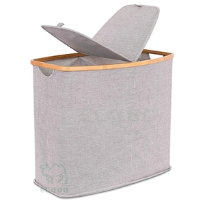 Panier à linge en bambou tissé élégant pour salle de bain et placard - Product Image 1