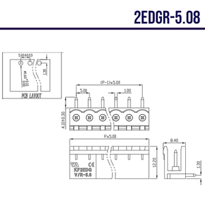 2EDG-5.08 3P Pluggable 3-Pin <b>Screw</b> Terminal Block With Straight Pin Header <b>Socket</b> for PCB - Product Image 5