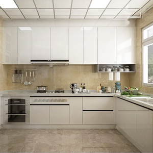 Ensemble complet de meubles de cuisine automatique Armoire de cuisine de style moderne haut de gamme personnalisée Armoire de cuisine en PVC <span class=keywords><strong>gris</strong></span> pour appartement - Product Image 2
