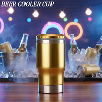 Enfriador de Bebidas 4 en 1 de Acero Inoxidable de Doble Pared con Logotipo Personalizado de Cerveza, Cola, Auto y Viaje, 14 oz, con Abrebotellas en la Base