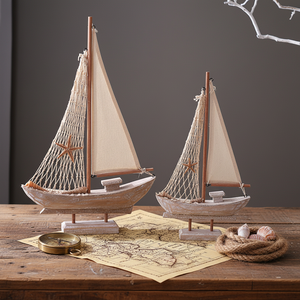 Nuevos Productos, Adornos Náuticos HYG10, Modelo de Barco de Pesca y Vela Retro Ecológico, Decoración de Escritorio de Madera Mediterránea - Product Image 5