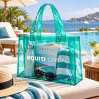 Sac fourre-tout transparent personnalisé en PVC, grand sac de shopping transparent, sac à main en plastique imperméable, sac de plage réutilisable pour les voyages