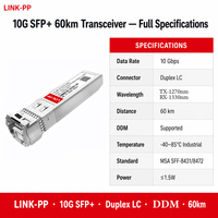 Modul SFP+ SFP 10G Transceiver Serat Optik BiDi 60km Simplex LC SMF 1270nm-TX/1330nm-RX Kelas Komersial untuk Switch Pusat Data