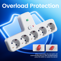Nouvelle prise murale standard européenne 5 voies avec lumière LED, multiprise avec protection contre les surtensions pour la maison et le bureau