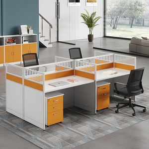 Estación de trabajo estándar para 4 personas, escritorio de madera, estación de trabajo de oficina con vidrio - Product Image 1