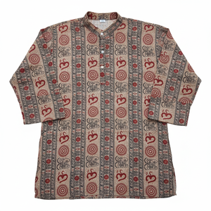 OM Printed Cotton Symbol Hindu Om Hare Rama Krishna Dress <b>Men</b> Ethnic T Shirt Long <b>Kurta</b> Shirt Casual Gauze <b>Kurta</b> GM--1114 - Product Image 1