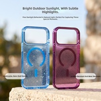 Coque de téléphone transparente magnétique à paillettes en TPU et PC pour iPhone 18 Pro Max, antichoc, résistante aux chutes, avec protection d'objectif surélevée, vente en gros